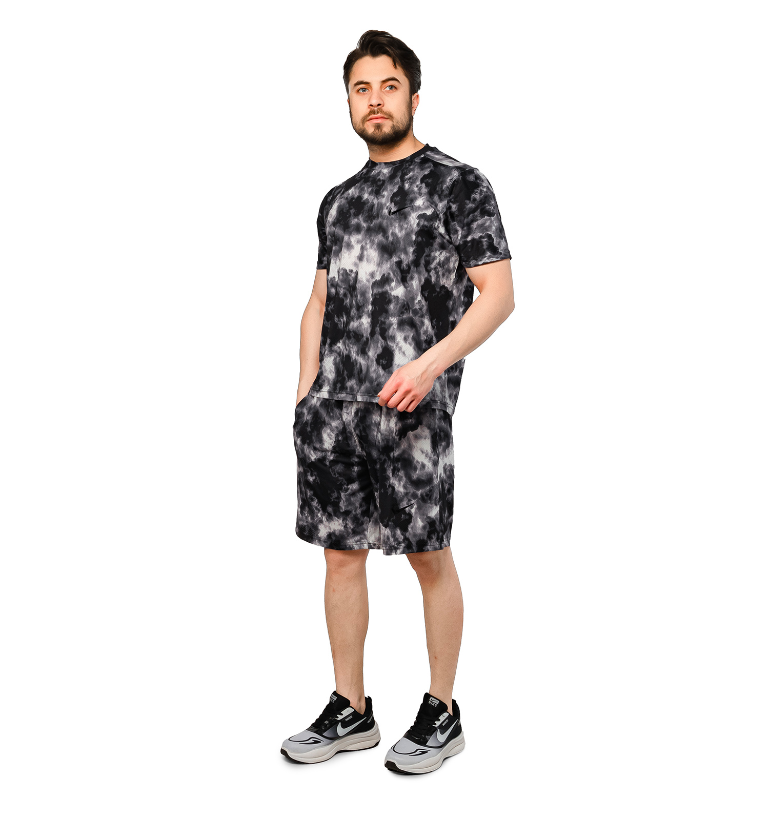 ست تیشرت و شلوارک مردانه سوزنی طرح دار Nike یقه گرد مدل 47204