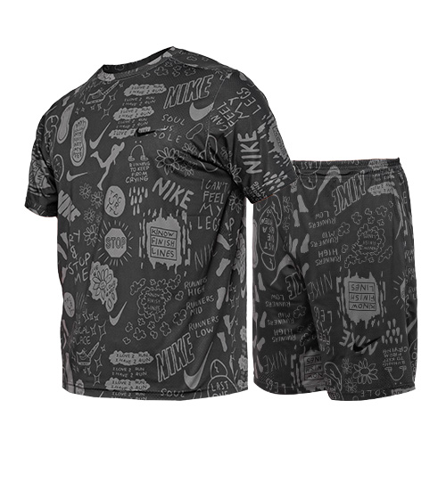 ست تیشرت و شلوارک مردانه سوزنی طرح دار Nike یقه گرد مدل 47202