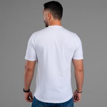 تیشرت یقه گرد مردانه سفید نخ پنبه طرح دار مدل 48055