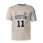 تیشرت نخ پنبه یقه گرد Boston مردانه کرمی طرح دار مدل 47803