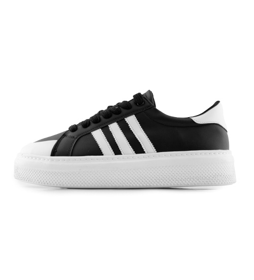 کفش اسپرت Adidas مردانه مشکی سفید بندی مدل 47696