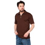 تیشرت مراکشی نیم زیپ یقه دار مردانه ساده مدل 47336
